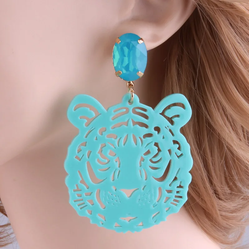 Висячие серьги NeeFu WoFu 2020 с головой тигра большие полимерные большая длинная