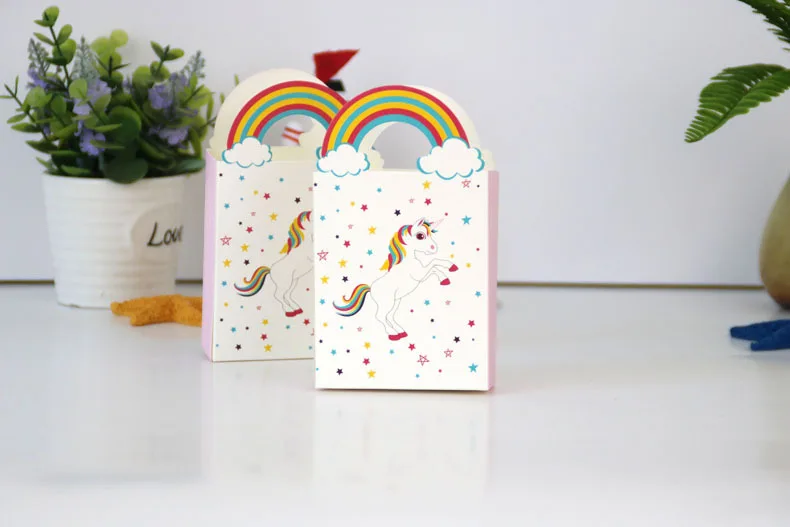 

500pcs Kraft Paper Unicorn Gift Bags Wrapping Supplies Bag Sweets and Candy Bar Packing Pouches Party Decoration