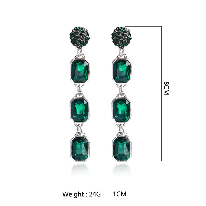 YONGMAN Exquisite Vintage Crystal Rhinestone Baroque Earring European Fashion Green Red Long Drop Earrings Jewelry For Women | Украшения и
