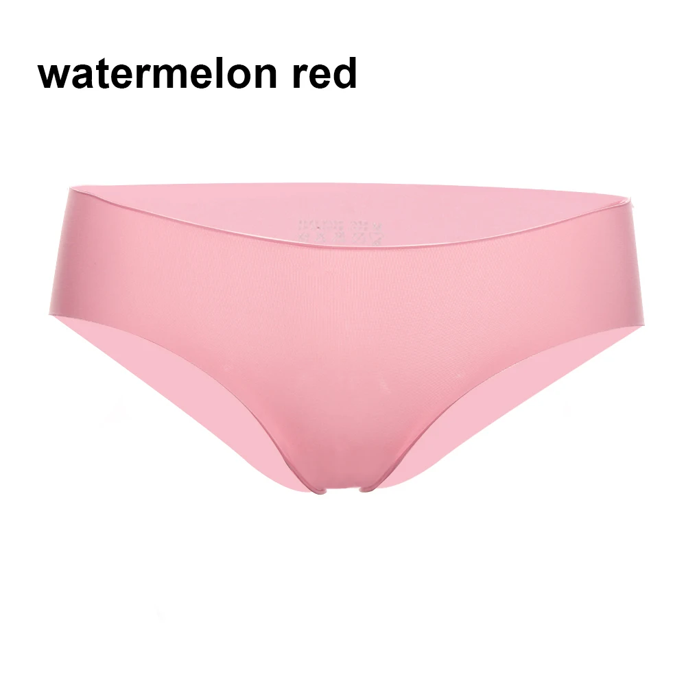 Watermelon red Сексуальные Однотонные трусы с низкой посадкой, шелковые Бесшовные дышащие трусики, бесследное нижнее белье, кружевное нижнее белье с открытой спиной - Цвет: Watermelon red