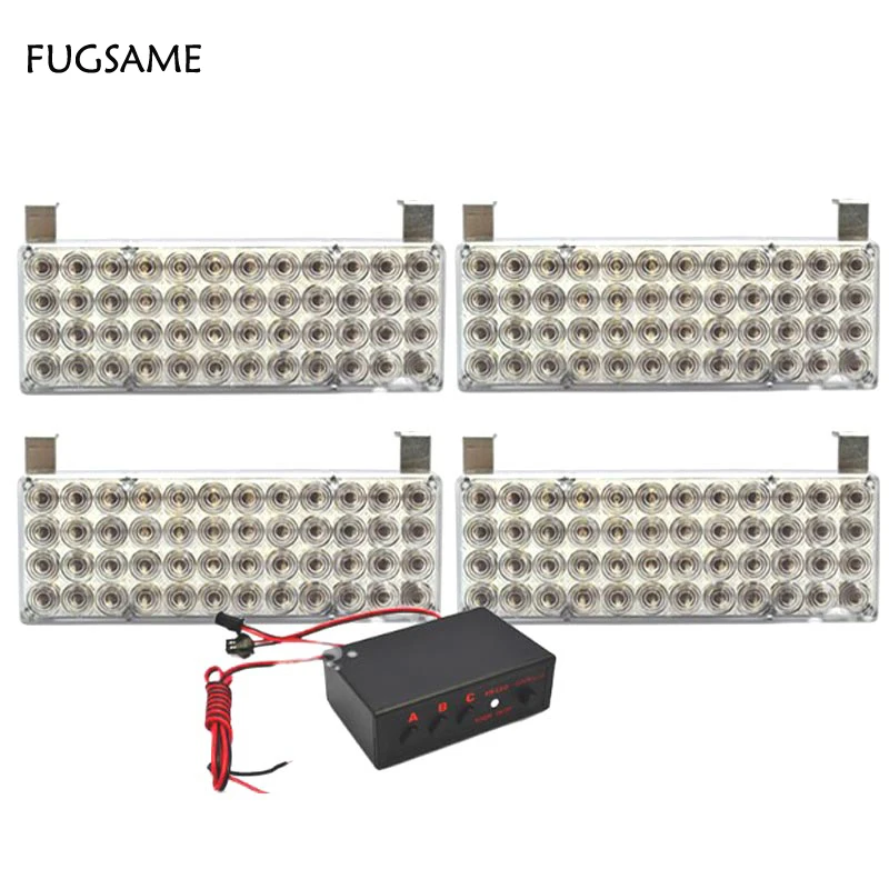 

FUGSAME 4*48 светодиодов стробоскоп оПредупреждение гриль светильник белый 3 мигающий режим Бесплатная доставка