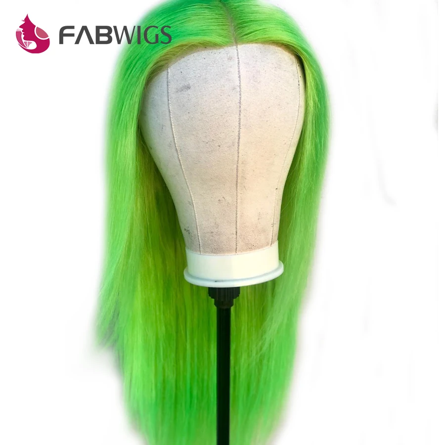 Fabwigs прозрачные кружевные передние парики с детскими волосами предварительно выщипанные Лайм ЗЕЛЕНЫЕ КРУЖЕВНЫЕ передние человеческие волосы парики бразильские волосы remy