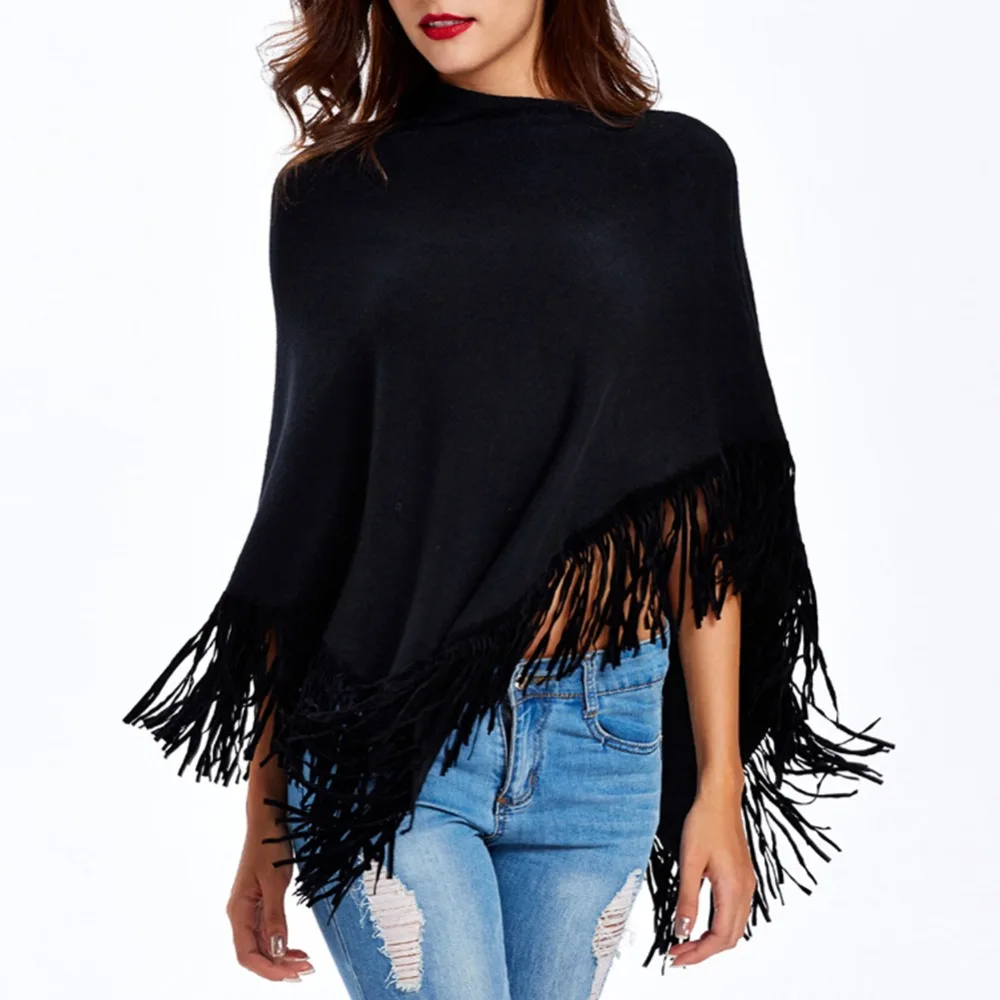 Новое поступление 2017 года черные женские knnited замши кисточкой нерегулярные