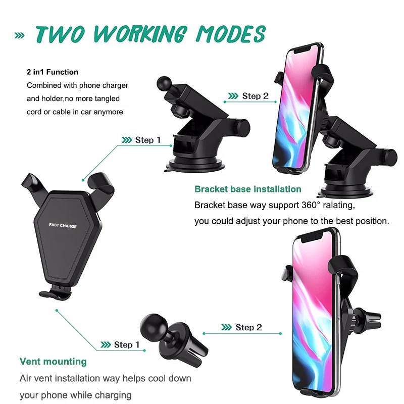 BALMORA автомобиля Быстрая Зарядка QI Беспроводной Зарядное устройство для iPhone X 8 plus