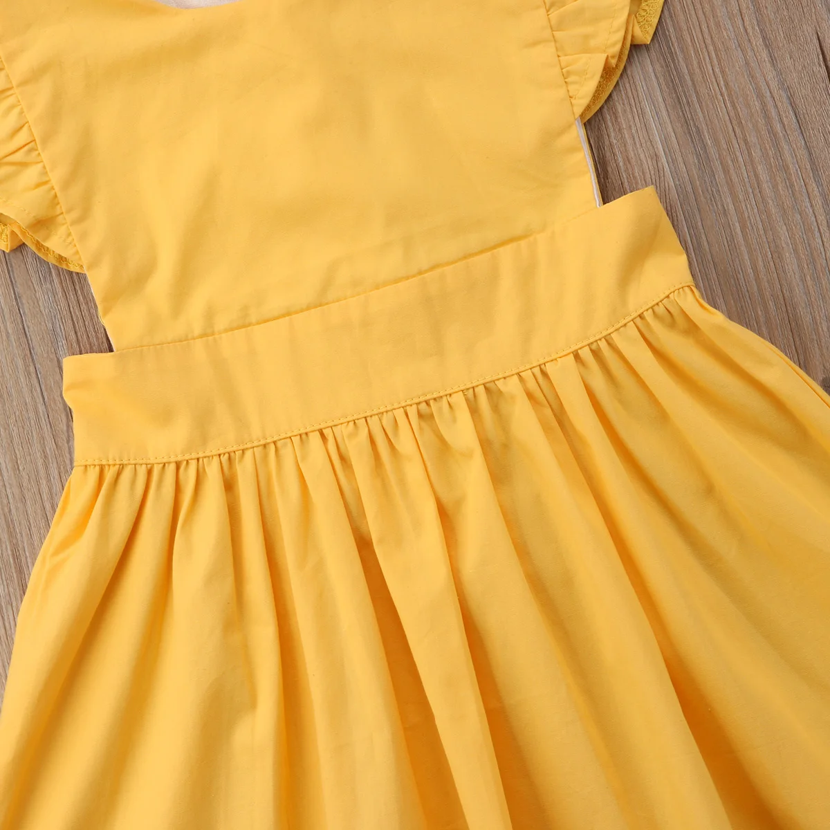 2018 Kids Baby Girl Clothes Summer Princess Flying Sleeves Party Prom Tutu Dress Yellow Solid Sundress 1-6Y | Детская одежда и