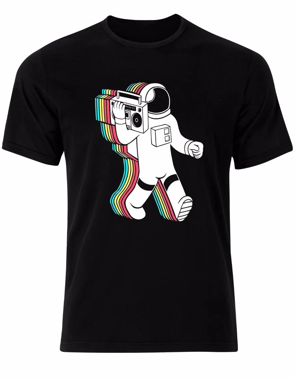 Мужская футболка с изображением космонавта на радио Rainbow Music Spaceman Beat Винтажная
