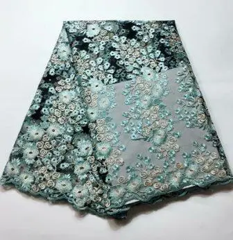 Dark Green В африканском стиле; кружевное платье с цветочным рисунком узор 120 см ширина ткань для свадебного продаются по 5 двор - Цвет: Dark Green