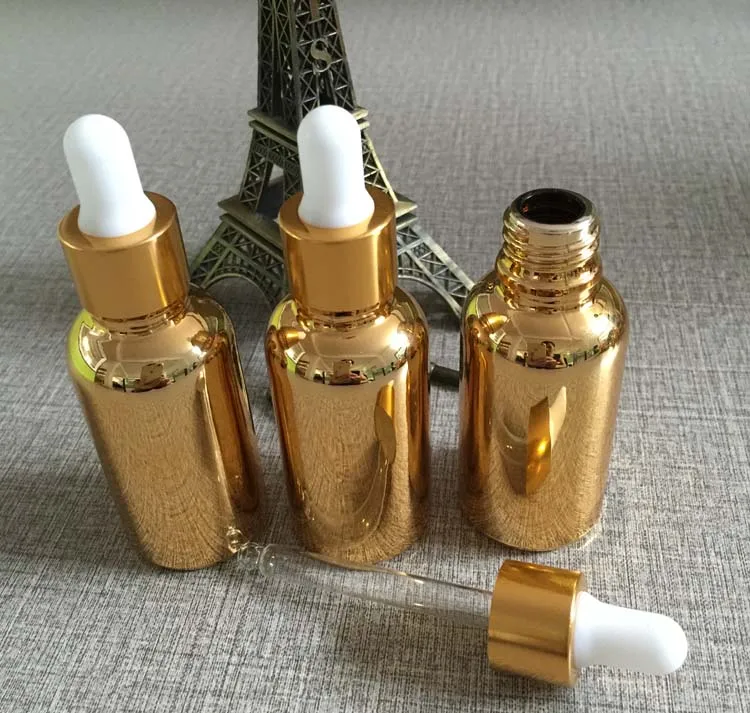50pieces 30ml High temperature gold plated Essential oil glass bottle,Essential oil empty 30 ml glass dropper bottle wholesale