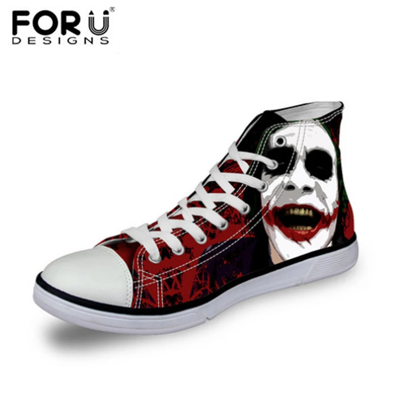 Классическая парусиновая обувь для женщин с высоким берцем забавная принтом