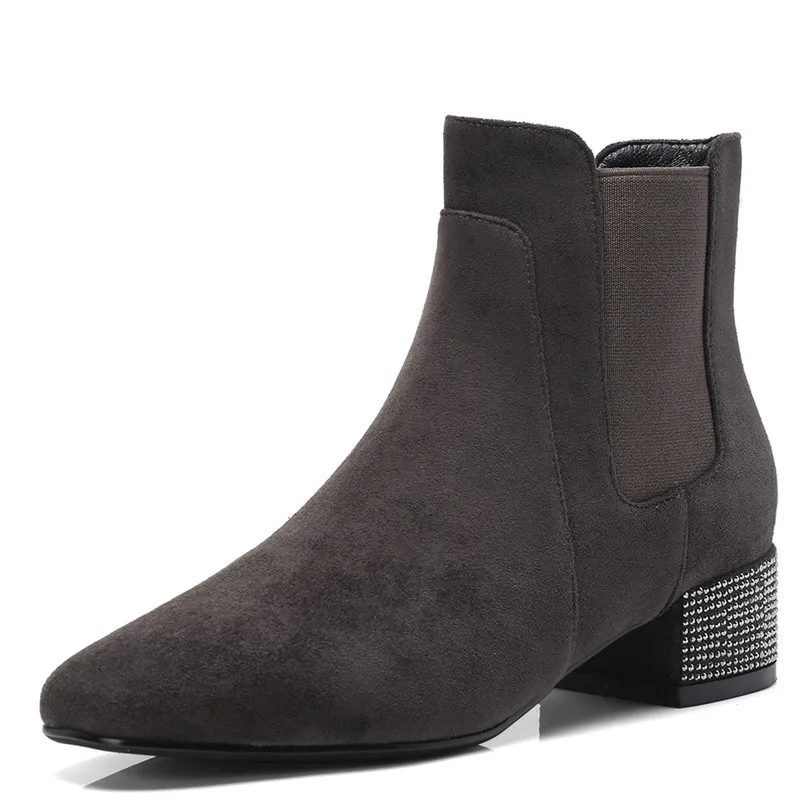 CONASCO New Arrival Women Ankle Boots Autumn Winter Warm High Heels Shoes Woman Round Toe Brand Casual Quality Bling Basic | Обувь