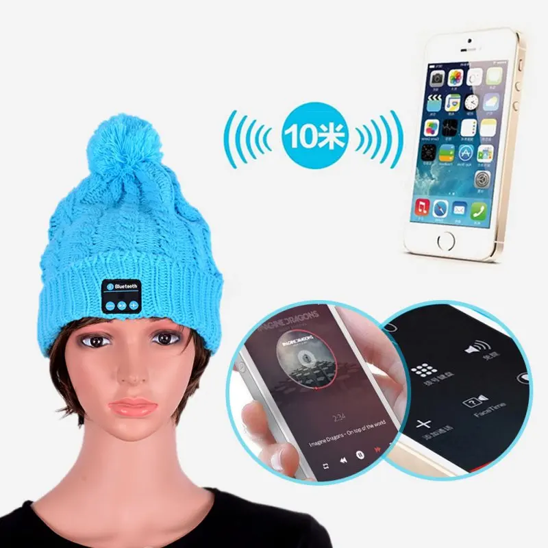 Умная шляпа Женская Беспроводная Bluetooth зима осень теплая вязаная шапка наушники с микрофоном gorros Mujer invierno