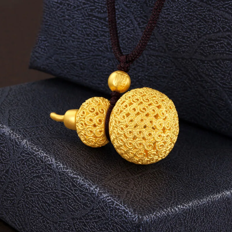 Pure 24K Yellow Gold Necklace Pendant Handmade Weave Gourd 17.82g | Украшения и аксессуары