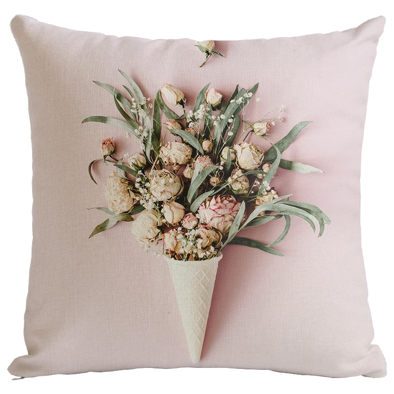 Скандинавский Рождественский чехол в виде розовых и белых розеток цветочный