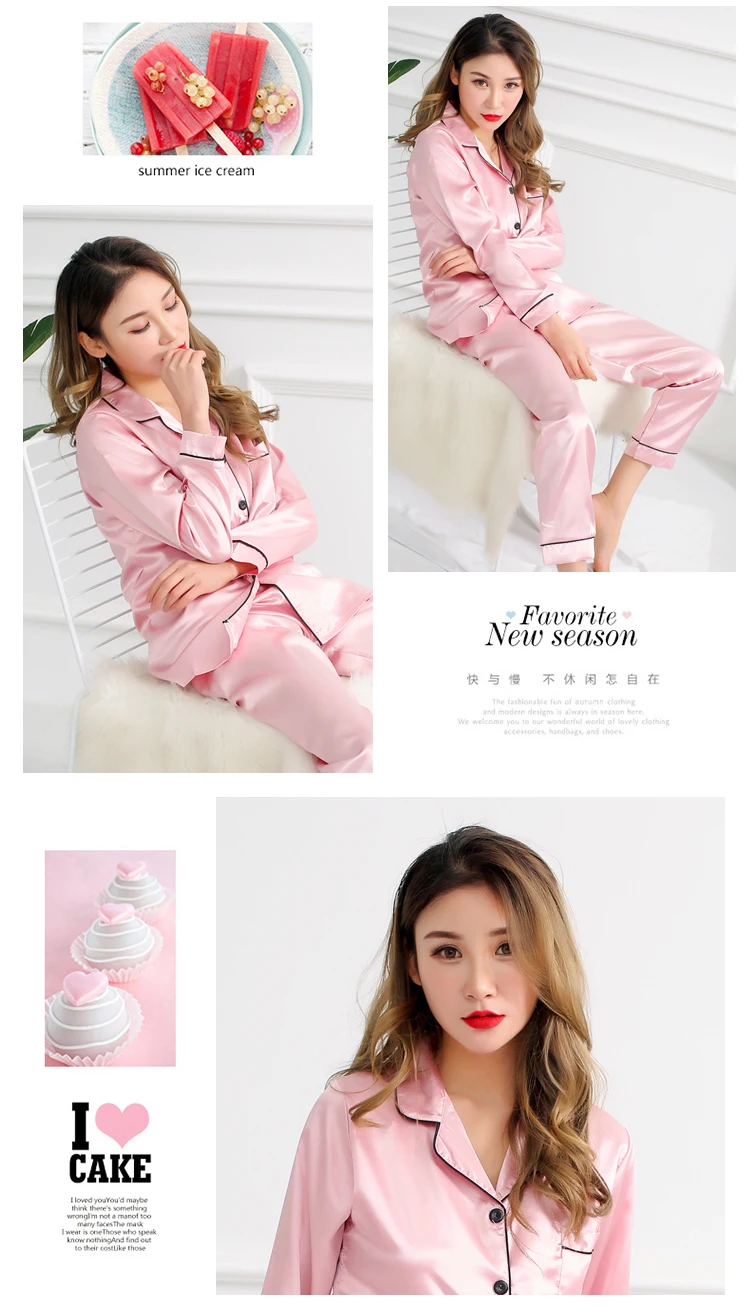 women Comfortable Pyjamas Plus Size 3XL 4XL 5XL Long Sleeve Casual homewear Autumn solid Pajama Sets Silk Satin Sleepwear Suit