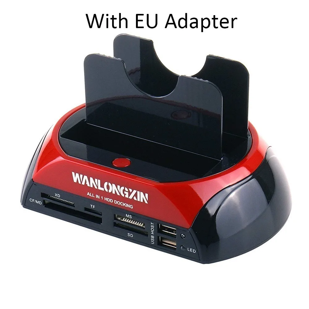Белый Все в одном Dual Bay 2,5 дюймов 3,5 дюймов HDD док-станция eSATA USB 2,0 для IDE SATA жесткий диск OTB клонирование док-станция с кардридером - Цвет: Белый