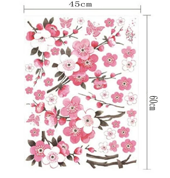 Съемная Настенная Наклейка с цветами персика бабочкой художественная наклейка