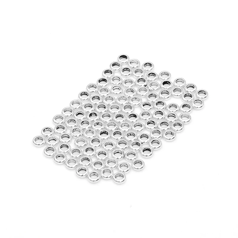 100 шт./лот винтажные античные посеребренные круглые плоские наборные бусины из