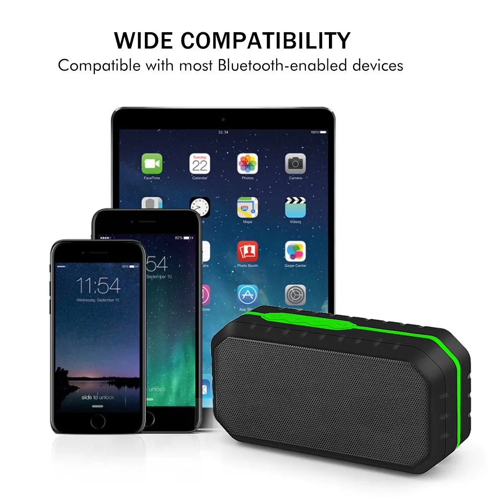HENZIN Mini Bluetooth Динамик Водонепроницаемый IPX6 Беспроводной Портативный BT Колонка Динамик 1200 мАч с FM радио карты памяти MP3 музыка плеер