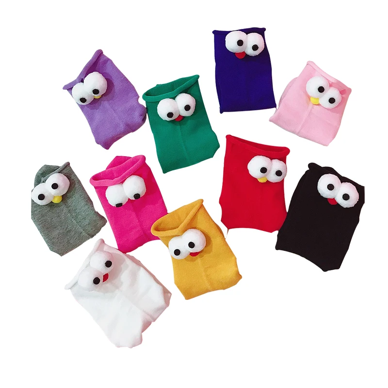 1 пара носков в японском стиле с милыми мультяшными объемными уличными глазами