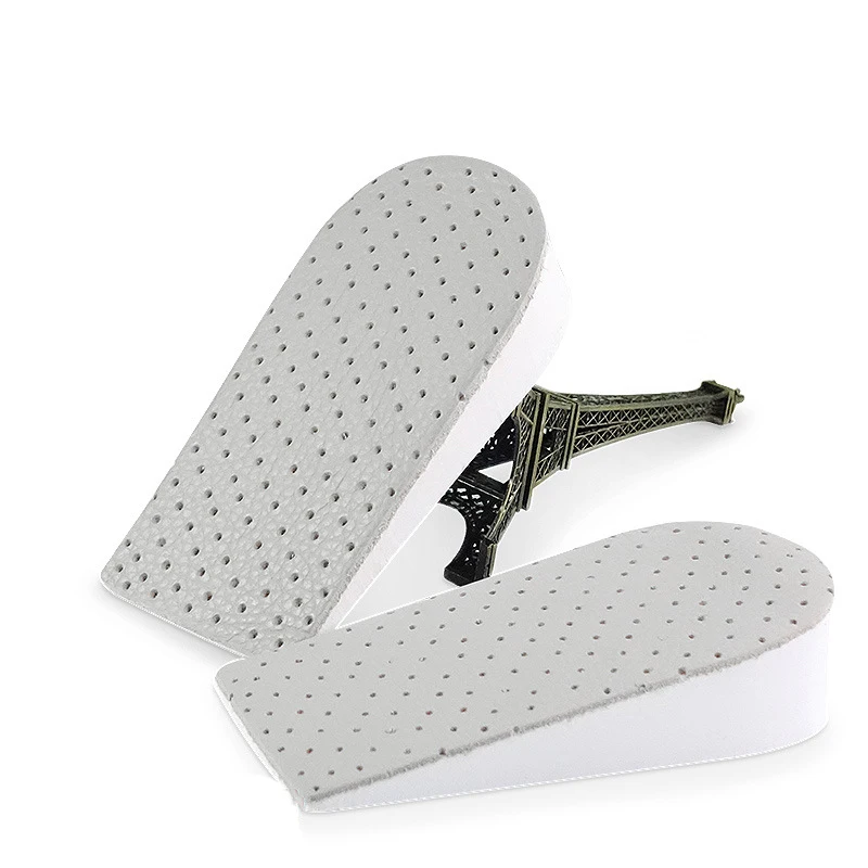 Half Height Increase Elevator Shoes Insoles for Men up 15 to 40 mm Pigskin Insole Inserts foot care pads  Leather material
