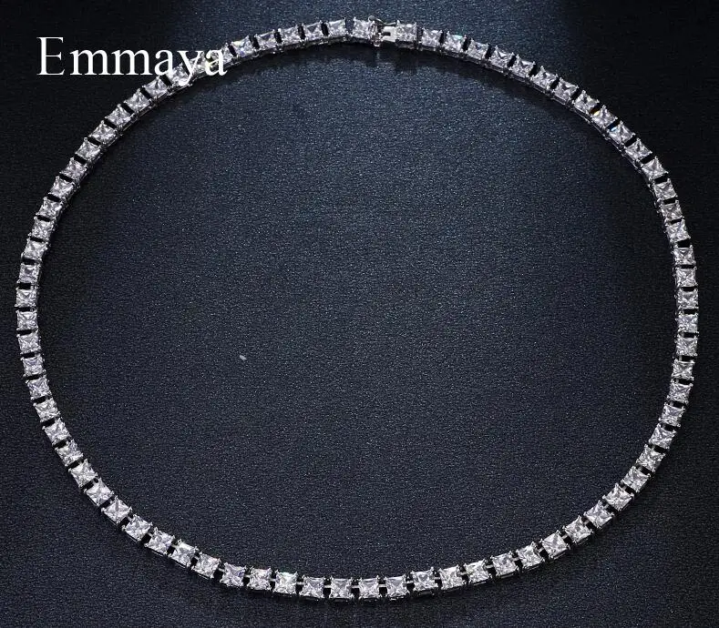white gold Emmaya Роскошные брендовые элегантность инкрустация квадратный кубический циркон Шарм геометрические украшения ожерелья для мужчин Женская мода свадебная вечерин - Окраска металла: white gold