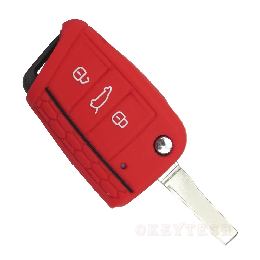 Силиконовый резиновый защитный чехол Okeytech для ключа VW Polo 2016 golf 7 MK7 Skoda A7 seat Leo|key fob