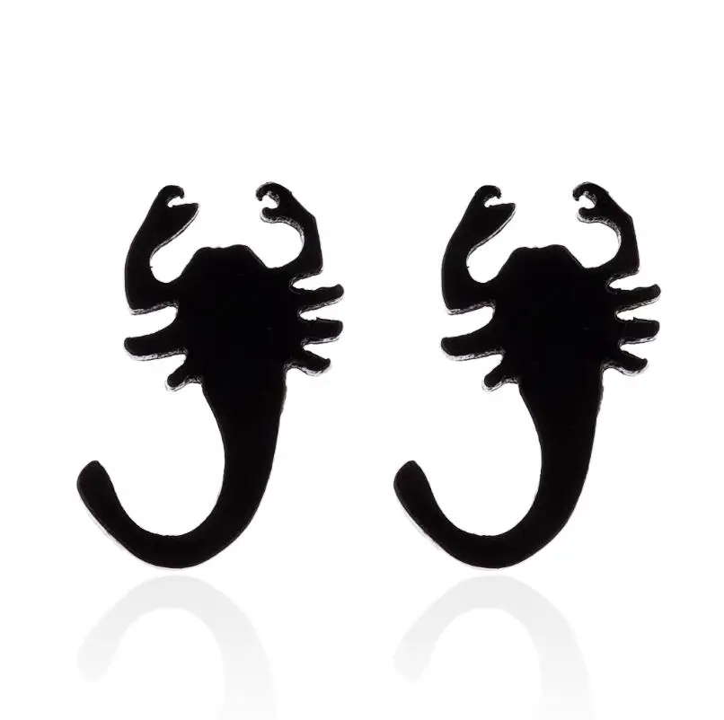 Scorpion GED066 SMJEL серьги в стиле хип-хоп, черные ювелирные изделия в виде животных, маленькие круглые серьги-гвоздики из нержавеющей стали, лучший подарок для врача для женщин, девушек - Окраска металла: Scorpion GED066