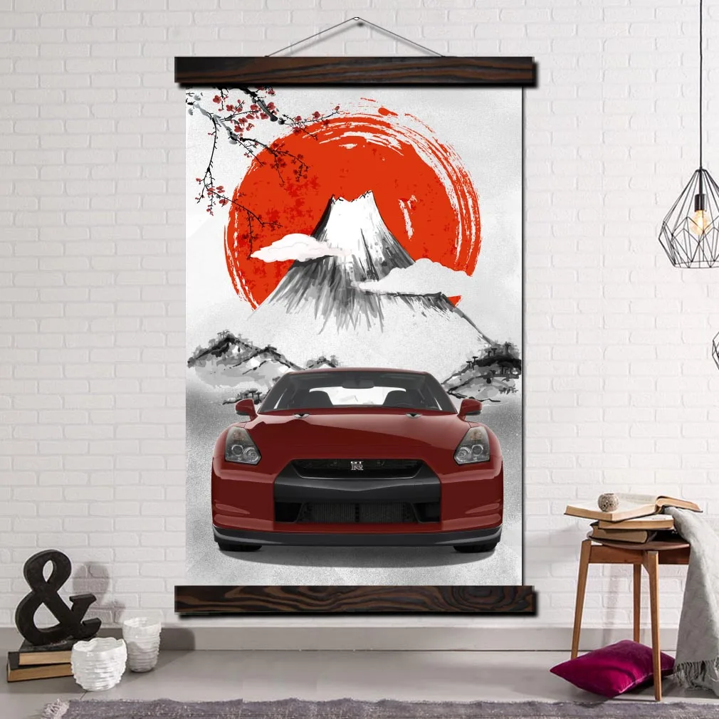 

Modern Canvas Art Prints Poster Wall Painting Scroll Painting Artwork Wall Art Pictures Painting Art Japanese Red Car Picture