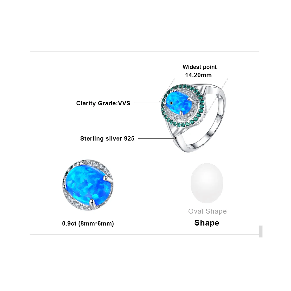 Jewelrypalace модные 1.2ct Овальный создания опал инкрустация Изумрудный коктейль кольцо