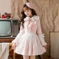 princess sweet pink coat candy rain huge bow decoration lace embroidery single breasted fur collar japanese design c16cd6215