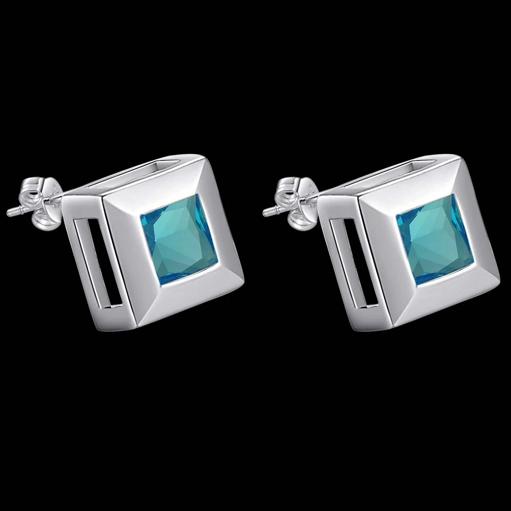 SeaBlue циркон площади высокое качество, Серебряные серьги для Женская мода Jewelry Серьги/gddcoqwz mbofkjus