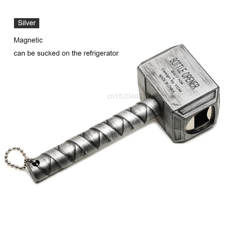 Mjolnir Тор молот косплей Мстители эндигра Тор медведь откупориватель бутылок Опора металлический Mjolnir ключ для открывания бутылок с магнитом дропшиппинг - Цвет: Silver with magnet