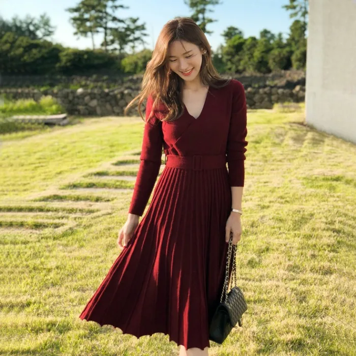 Женское трикотажное платье свитер Повседневное с длинным рукавом и