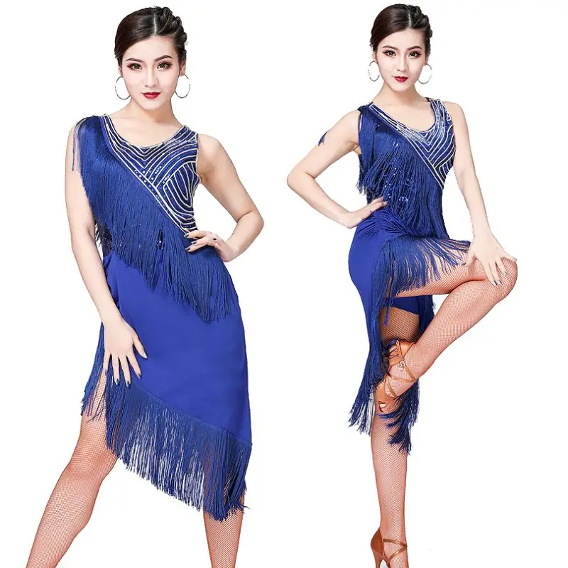 

Adult Sequins Fringed Latin Dance Skirt Performance Clothes Exercise Clothes