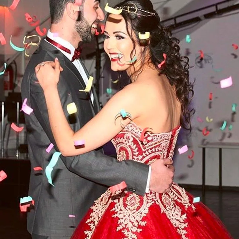 Бальное платье с кружевной аппликацией Турция золото длиной в Пол Бордовое для