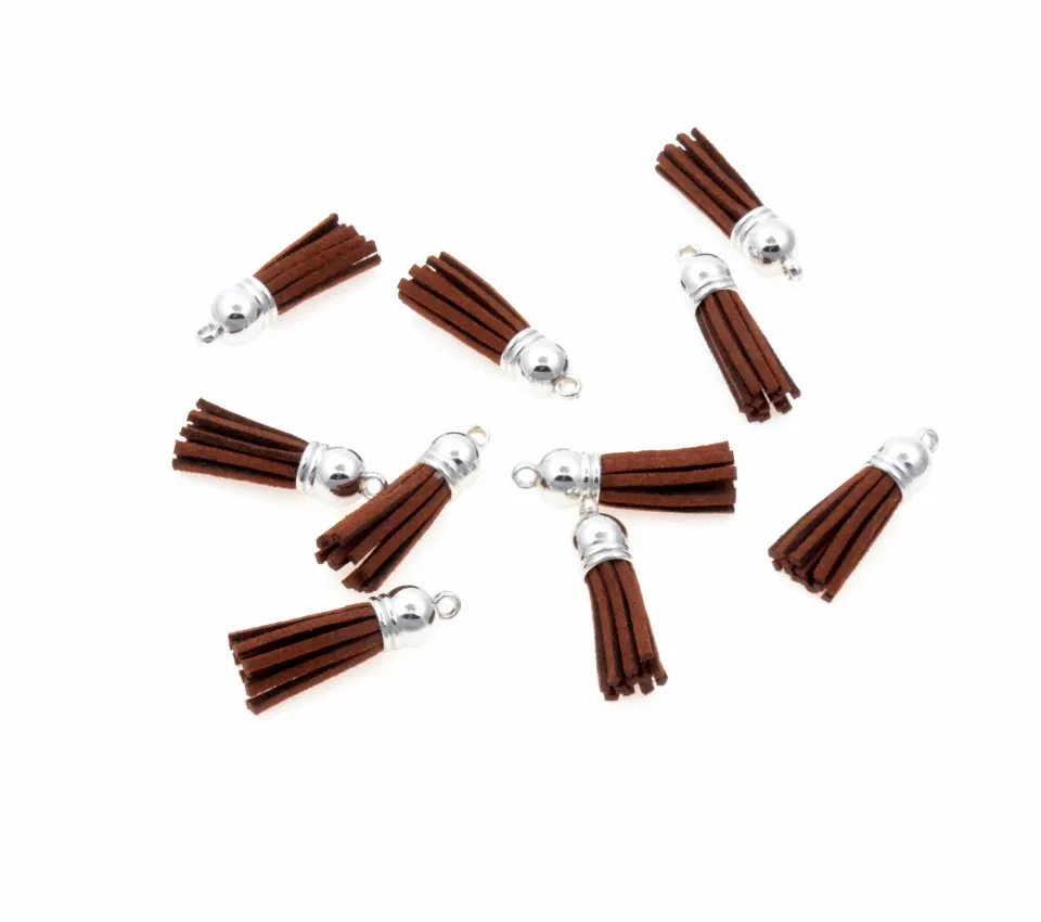 Dark brown 20 шт. 3,8 см кисточкой Винтаж кожа кисточки для Purl макраме DIY ювелирных изделий брелок для ключей телефона декоративные бретели нижнего белья кулон - Цвет: Dark brown