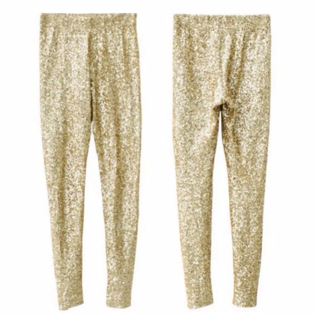 Женские эластичные леггинсы с блестками облегающие брюки карандаш размеры S