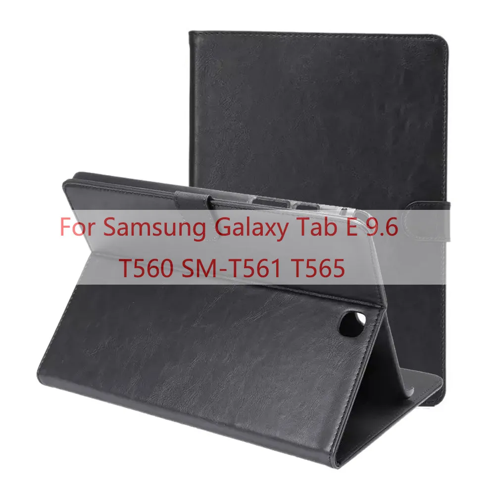 Чехол для Samsung Galaxy Tab E 9,6 выпуск SM-T560/T561/T565/T567V планшетный чехол для Samsung Galaxy Tab A 9,7 T550 T555 P550 - Цвет: PU Black