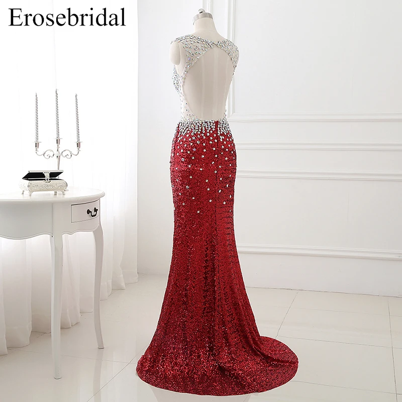 Женское вечернее платье Русалочка Erosebridal красное с открытой спинкой и