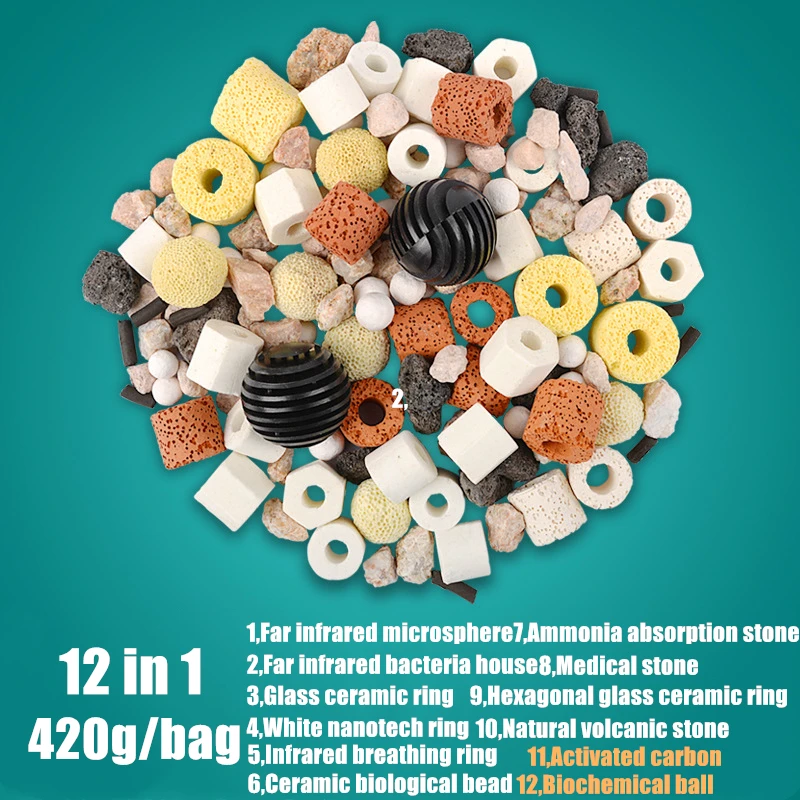 BarkMeow 420g/bag 12 In 1 Fish Tank Aquarium Biological Filter Material House Media Accessories BMFM002 | Дом и сад