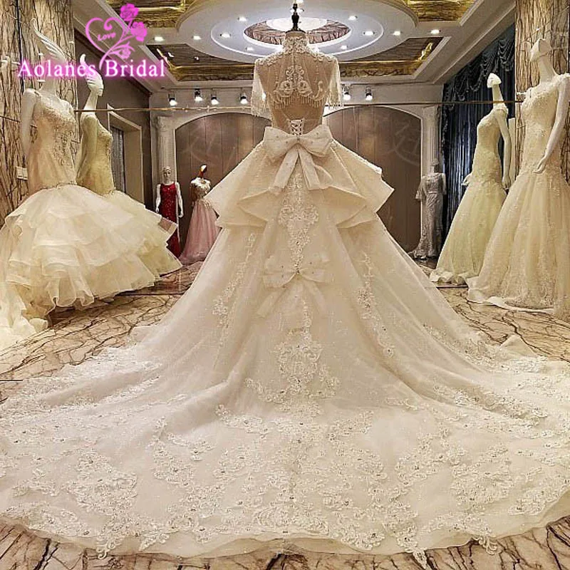 Новое поступление роскошное Vestido Para Casamento бальное платье с высоким вырезом и