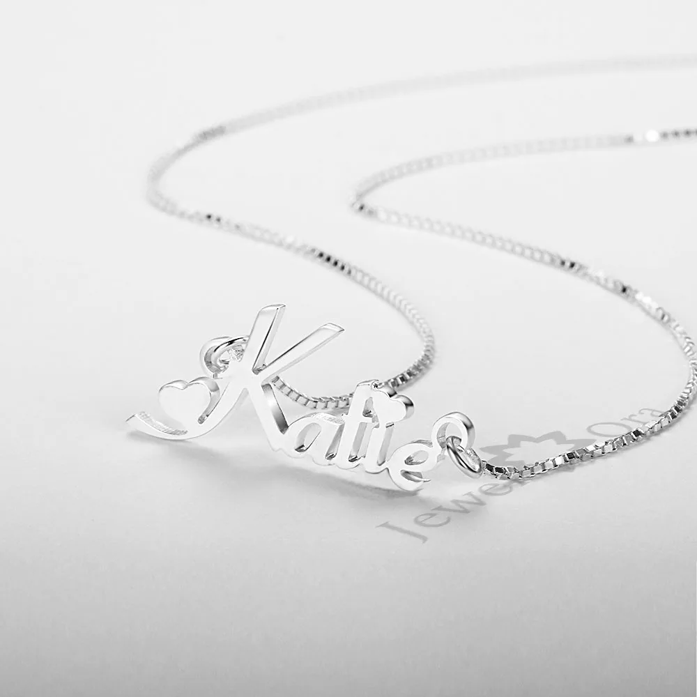 Персонализированное именное ожерелье из стерлингового серебра 925 пробы с 2
