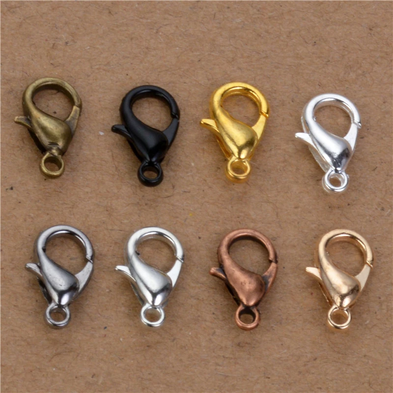 

50pcs/lot 12*6mm Lobster Clasp Hooks For Necklace Finding Metal Alloy End Clasps Connectors For Jewelry Making