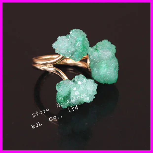 1 шт. модные драгоценные камни с натуральным зеленым кристаллом со стразами