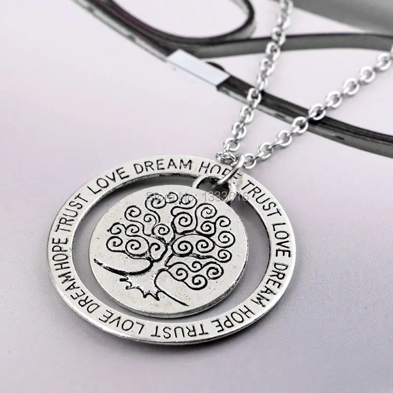 Винтажная Серебряная семейная елка круглая медаль Круг Ретро любовь мечта