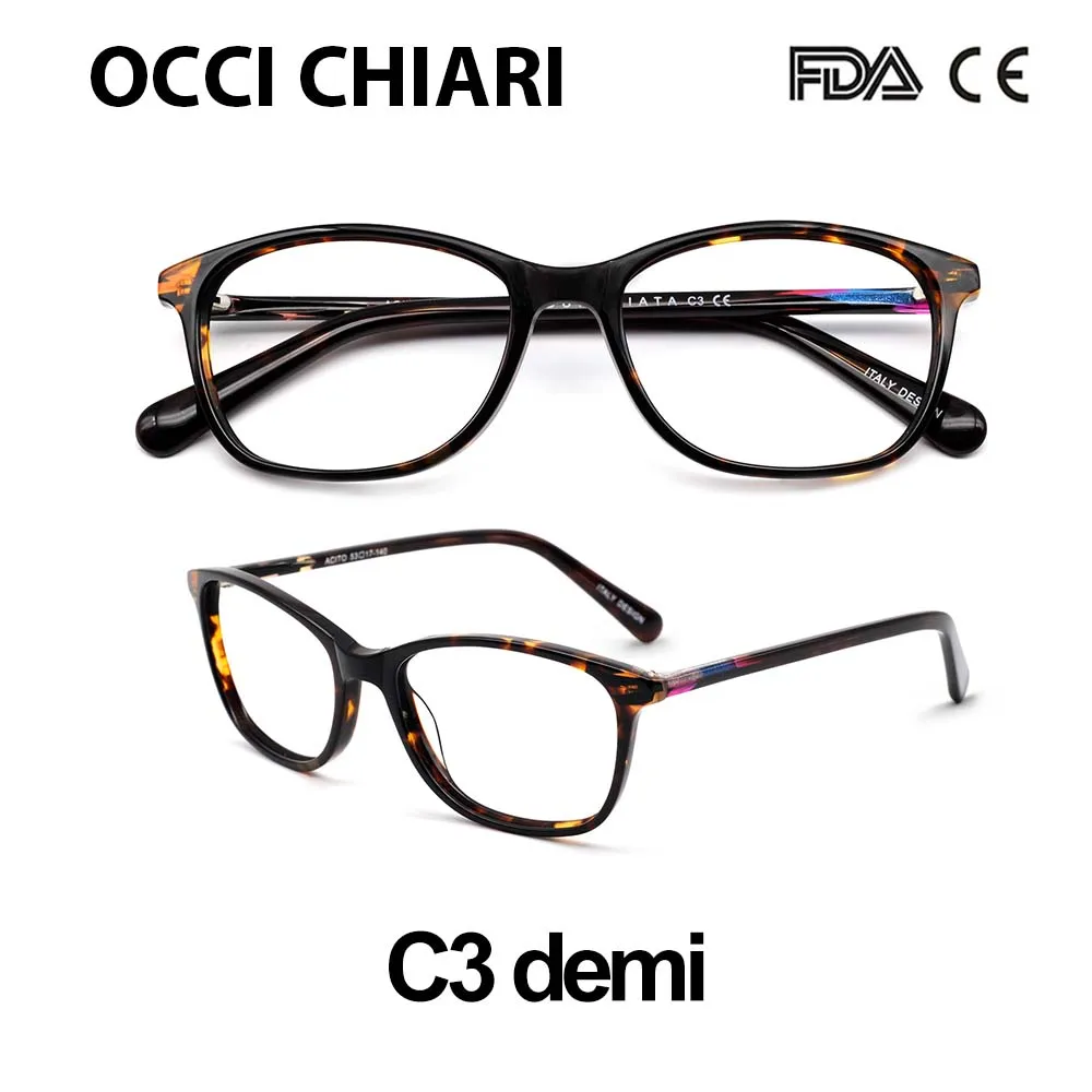 OCCI CHIARI женские компьютерные очки с принтом анти-синий луч прозрачные очки Анти-усталость миопия, Гиперметропия черные оправы для очков ACITO - Цвет оправы: C3 demi