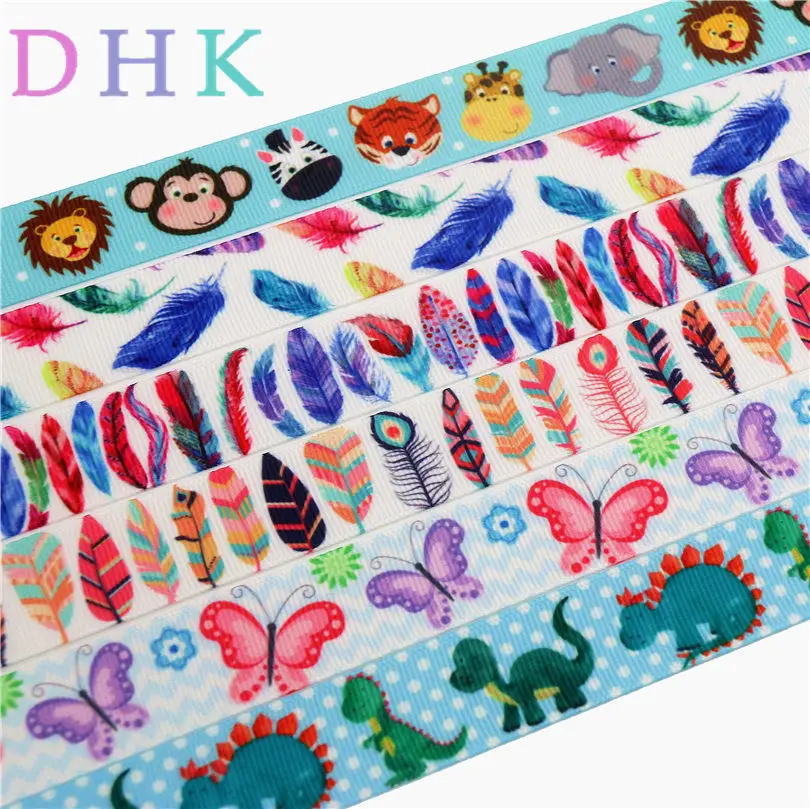 Бесплатная доставка корсажная лента DHK 7/8 ''с принтом животных перьев