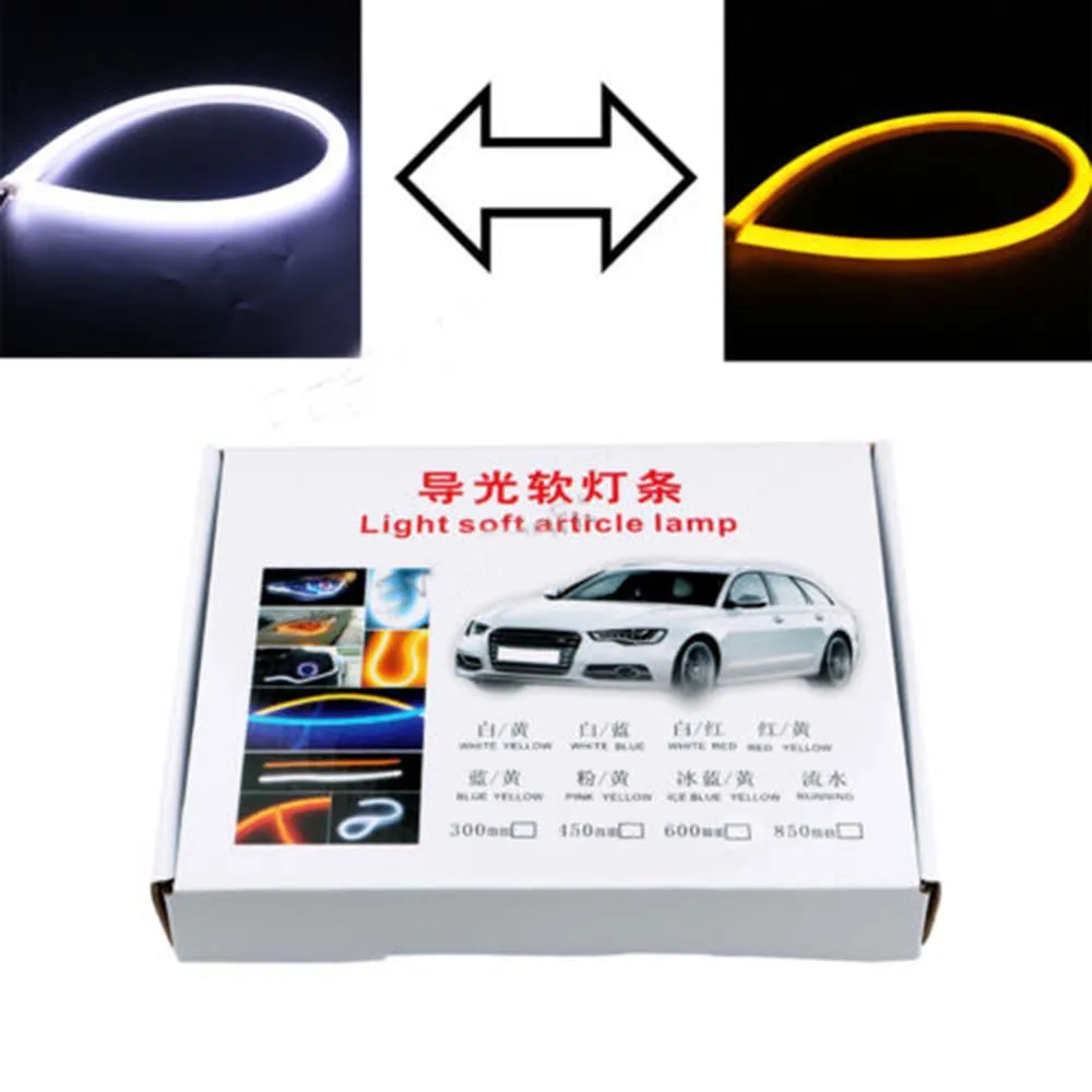 Yushuangyi 2X 85 см белый + янтарный светодиодный гибкий трубчатый DRL светильник |