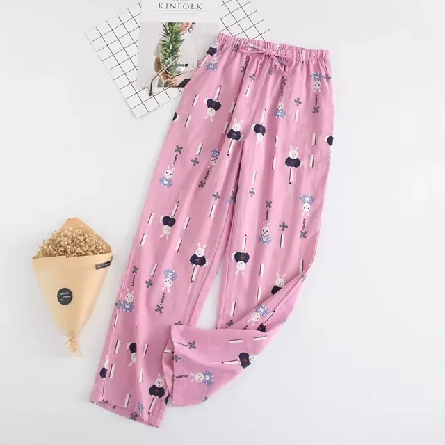 Style19 Женская одежда для отдыха пижамные штаны брюки марлевые хлопковые пижамы с принтом брюки пижамы женские брюки XL 25 цветов - Цвет: Style19