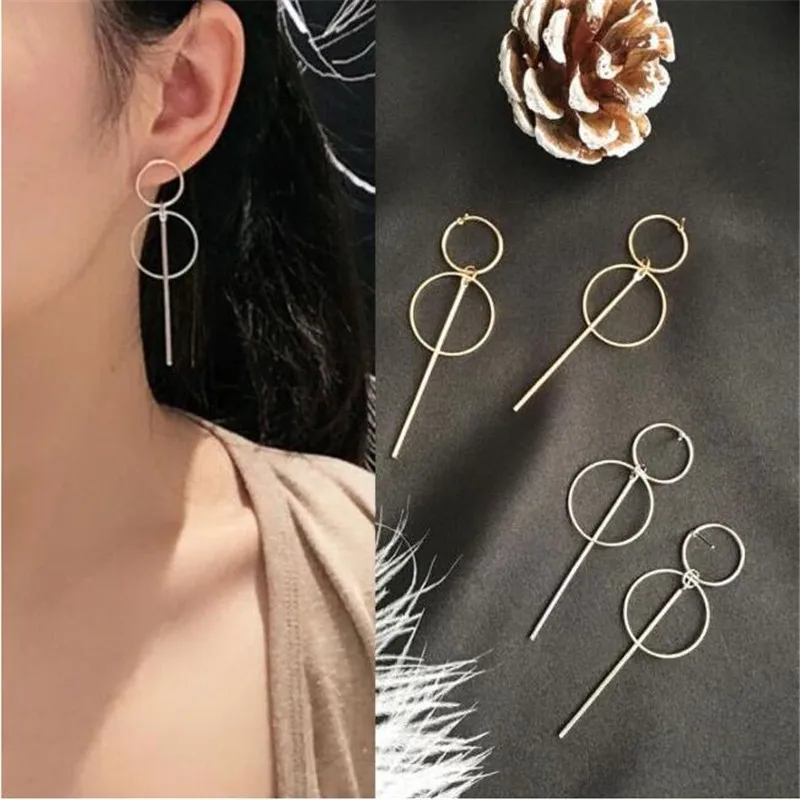 

Серьги-подвески женские круглые длинные из сплава никеля